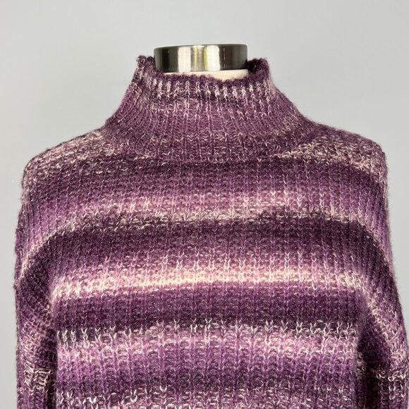 Calvin Klein Womens Mock Neck Sweater Purple Marled Knit Oversized Fit size S - Picture 2 of 13